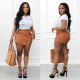 Summer New Fashion Sports PU Culottes Stretch Leather Pants Shorts