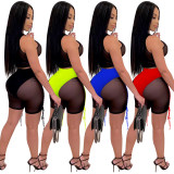 Fashion Casual Nightclub Women's See Lace-up Mesh Two-piece Women's Clothing