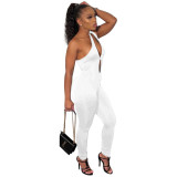 Women Summer Sexy Strap Backless Hollow Out Skinny Jumpsuit