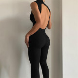 Spring/Summer Women's Sexy Solid Color Sleeveless Backless Sports Fitness Yoga Jumpsuit Women