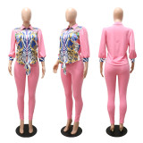Casual See Through Fashion Commuter Tight Puff Sleeve Suit Top + Pants