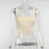 Spring and summer ladies elegant sexy vest slim square collar solid color waist corset