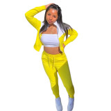 Women Spring Color Blocking Long Sleeve Top And Pant Sportwear Two Piece Set