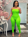 Women's spring and summer home fashion solid color strapless sexy jumpsuit