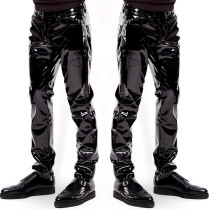 Men'S Erotic Lingerie High-Gloss Patent Leather Trousers Bar Nightclub Stage Costumes