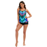 Plus Size Pattern Print Tankini Swimsuit