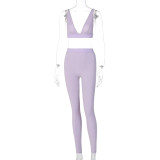 Spring/Summer Hot Sale Women's V-Neck Sports Yoga Two Piece Set Women