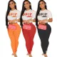 Women's Fashion Print Sexy Cutout See Through Slim Two Piece Set