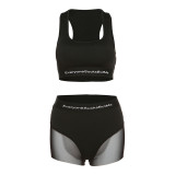 Summer Women's Sexy Low Cut Sleeveless tight fitting Top Printed Mesh Sheer Shorts Set
