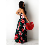 Women's Tie Dye Print Loose Sling Dress Maxi Dress