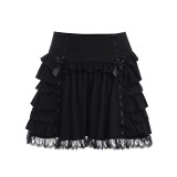 Dark wind spring and summer skirt Solid color sexy lace cake skirt women's clothing