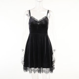 Lace Sling Dress Spring/Summer patchwork Fashion Sexy Short Skirt