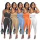 Women's Summer Sleeveless Line Design Fashion Sexy Solid Color Two-piece Set