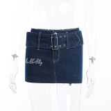 Summer denim low-waisted skirt sweet and cool retro hot girl high-waisted thin outer skirt