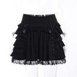 Dark wind spring and summer skirt Solid color sexy lace cake skirt women's clothing