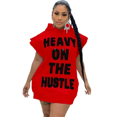 Spring/Summer Women Letter Print Hooded Sweatshirts Mini Dresses