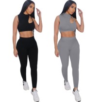 Women Summer Sexy Cut Out Crop Top And Pant Casual Two-Piece Set