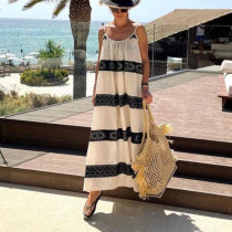 Summer Women Sexy Straps Strapless Striped Print Dress