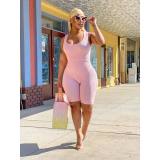 Women Summer Solid Color Sexy Straps Romper
