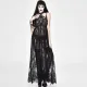 Gothic European and American spring and summer dress solid color sexy lace see through mini dress women's clothing