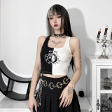 Gothic European and American spring and summer vest sexy color contrast patchwork short vest top women's clothing