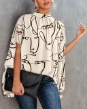 Women's Summer Casual Loose Print Top bat Sleeve Cape T-Shirt