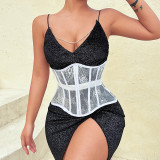 Spring and summer temperament sexy lady elegant bustier waist French retro lace straps corset female