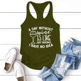 Women Summer Letter Print Sleeveless T Shirt