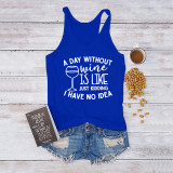 Women Summer Letter Print Sleeveless T Shirt