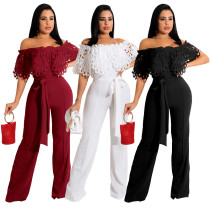 Women Summer Sexy Ruffle Off Shoulder Jumpsuit