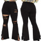 Fashion Fringe Ripped Stretch Slim Fit Plus Size Flared Pants