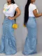 Stretch Denim Skirt Long Skirt Fishtail Skirt