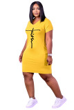 Plus Size Women's Solid Color Loose Casual Print Dress