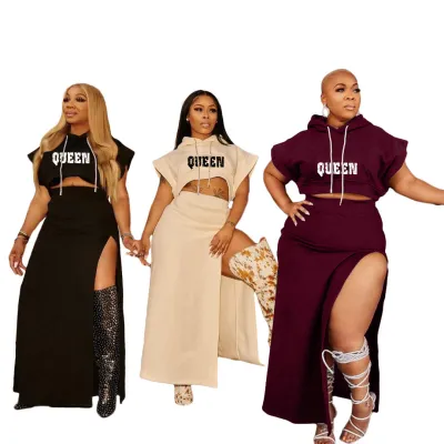 Women's Hooded Printed Dress Sweater Nightclub Casual two piece Fashion Pants Set