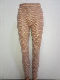 women's beaded waist fishnet pants