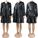 Sexy Long Sleeve PU Leather SNightclub Dress