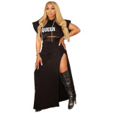 Women's Hooded Printed Dress Sweater Nightclub Casual two piece Fashion Pants Set