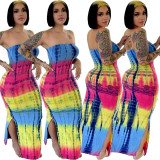 Women's Fall Winter Women's Sexy Tie Dye Print Sexy Dress