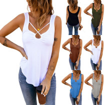 Spring/Summer Women's Cross Solid Color Sexy Camisole Top Women