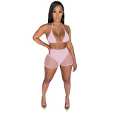 Spring/Summer Swimsuit Women's Polyester + Mesh Sequin Pants Set Two Piece