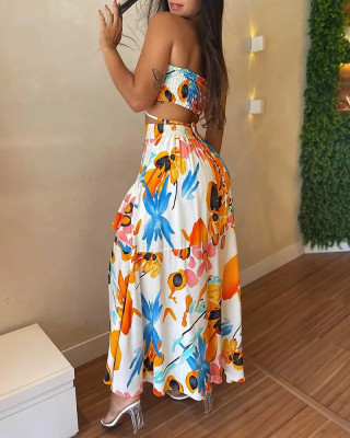 women's sexy printed bandeau dress