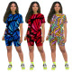 Women's Butterfly Print Two Piece Sports Shorts Set