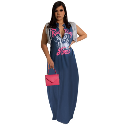 Women's Ruber Print Sleeveless Fringe Dress