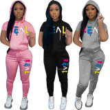 Women's Personalized Print Hooded Casual Suit