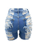 women's high elastic frayed ripped jeans