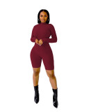 women's spring solid color Ribbed jumpsuit