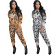 Fashion Women's Leopard Print Athleisure Trousers Two-Piece Set