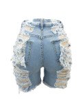 women's high elastic frayed ripped jeans