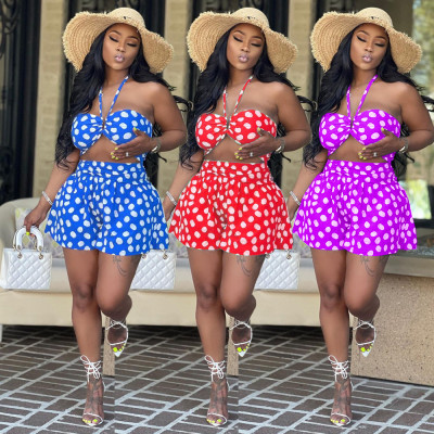 Women Casual Sexy Beach Vacation Style Tube Top And Shorts Two-Piece Set