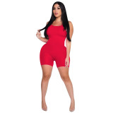 Women's Sleeveless Solid Color Ribbed Playsuit